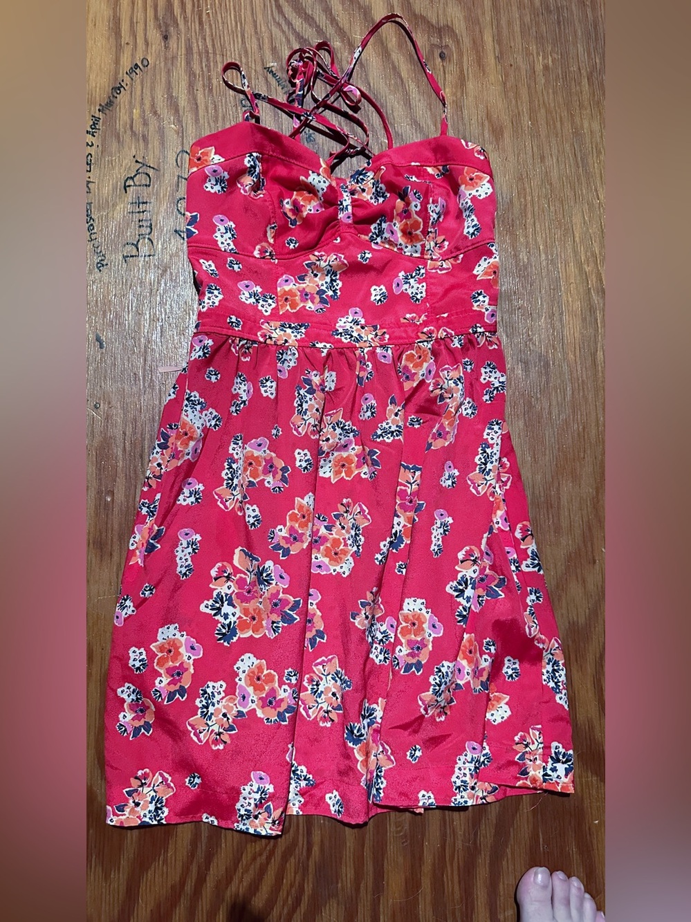 American Eagle Outfitters hot pink floral mini dress